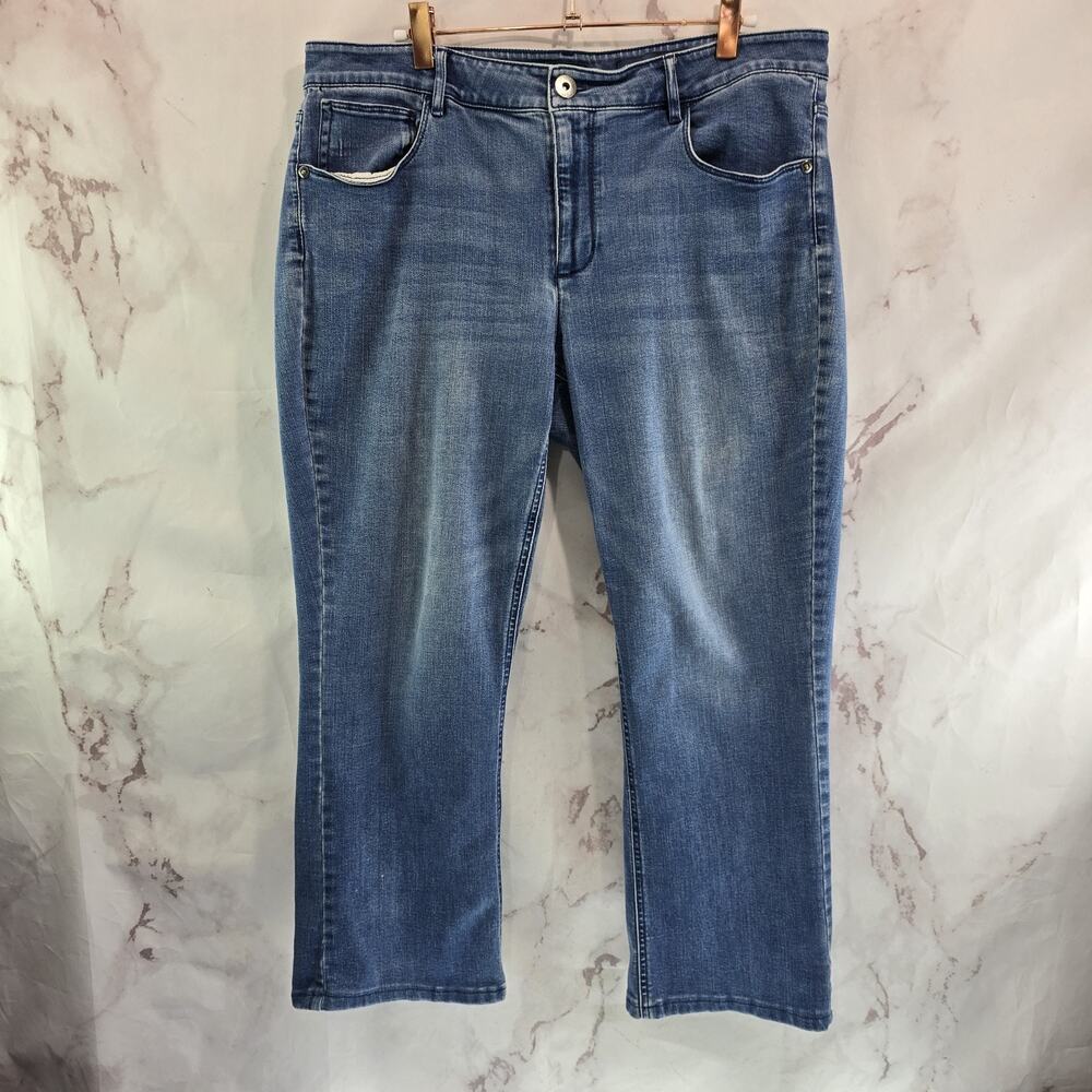 J Jill Jeans Womens 12 Authentic Fit Boot Cut High Rise Crop Denim Medium Wash